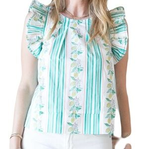 Brooke Wright Women’s Charlie Top - Capri Lemon Ruffle XS Like New Orig $152